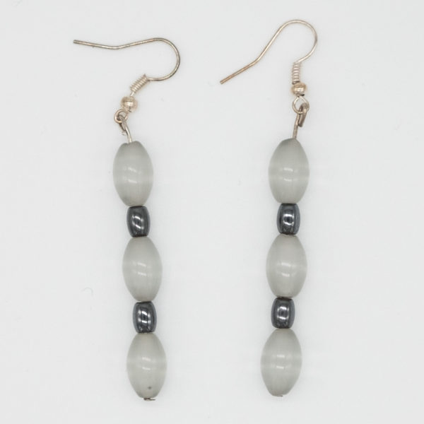 Linda McFarlane: Glass and haematite drop earrings